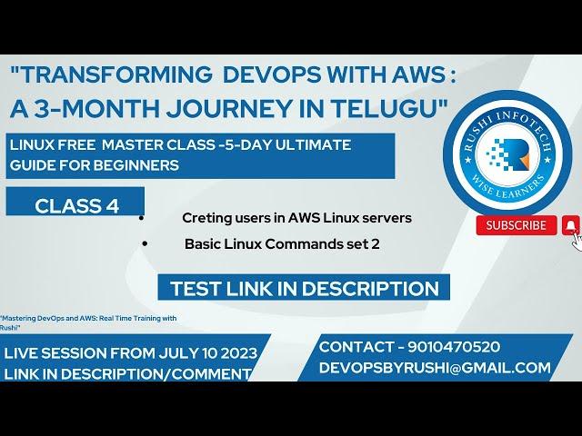 Class 4 - From Beginner to Pro: Free Linux Class Revealed | DevOps   | Telugu 9010470520