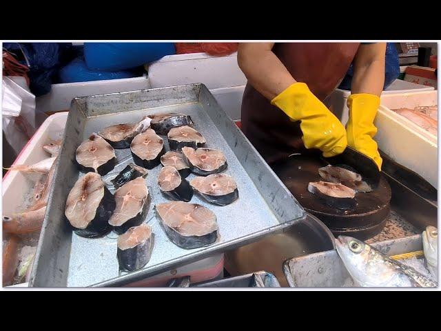 Scomberomorus Cavalla Fish Filleting in Zhuhai China 膠魚 馬鮫魚 68元一塊 朝陽市場 珠海海鮮