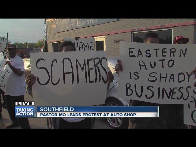 Protest at auto shop