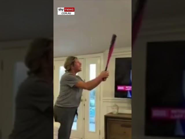 ‘Crazy’ woman smashes TV showing Netanyahu with a baseball bat