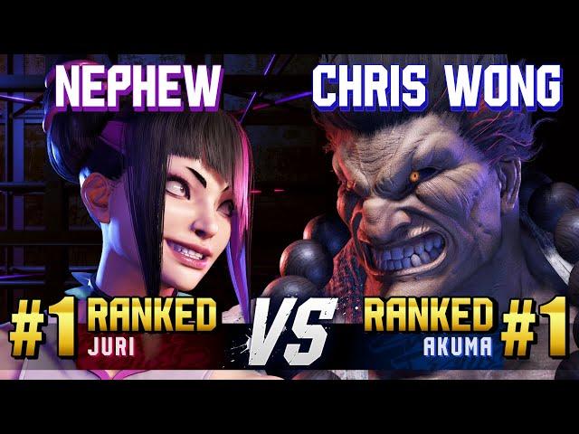 SF6 ▰ NEPHEW (#1 Ranked Juri) vs CHRIS WONG (#1 Ranked Akuma) ▰ High Level Gameplay