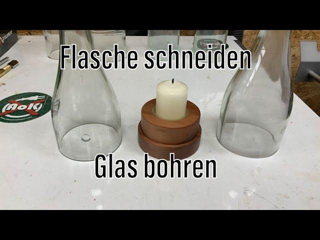 Wie man eine Flasche schneidet und ein Loch rein bohrt 