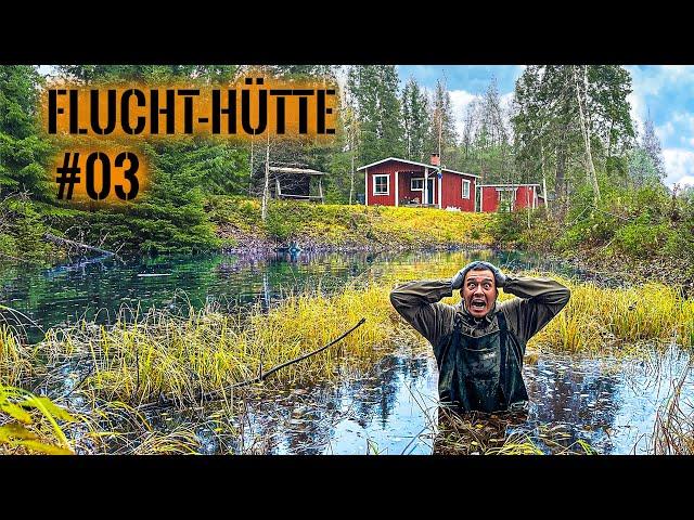 Was lebt im TEICH der FLUCHTHÜTTE? | Schornstein + Toilette reparieren | Survival Mattin