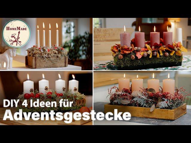 DIY | 4 Ideen für längliche Adventsgestecke | einfache und natürliche Adventsdeko selber machen