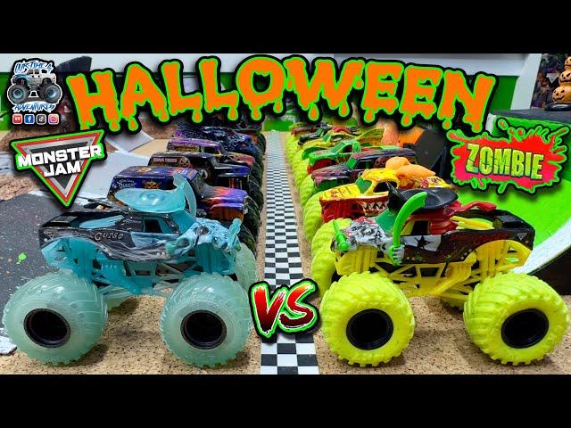 Toy Diecast Monster Truck Racing Tournament | HALLOWEEN Battle | Monster Jam Exclusives  Zombies