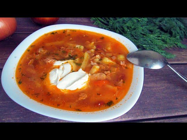 Recipe for lazy people - soup with stew (Subtitles) | Cooking recipes