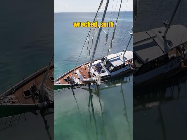 We boarded a wrecked and sunk yacht just like real pirates #yacht #abandoned #pirates