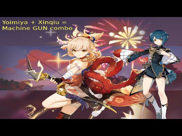 Yoimiya + Xinqiu = Machine Gun Combo !!