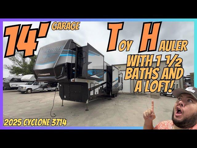 2025 Cyclone 3714 | Luxury Toy Hauler with 14' Garage & 1.5 Bathrooms!