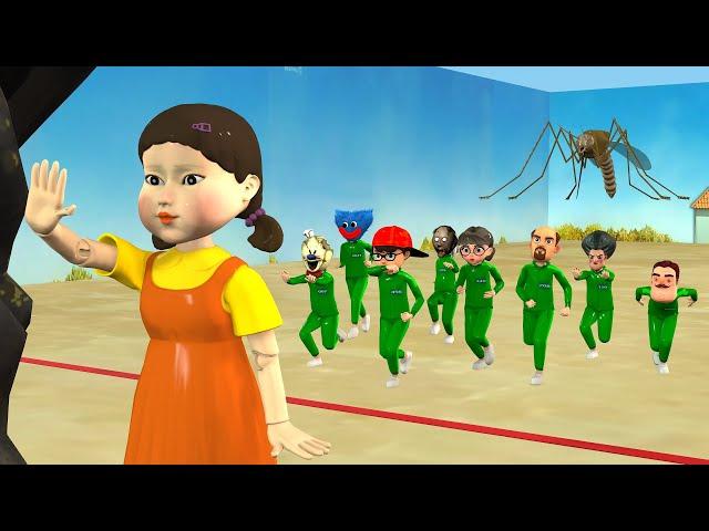 Scary Teacher 3D vs Squid Game 2 ( 오징어 게임 2) Red Light Green Light - Monster Mosquito Challenge