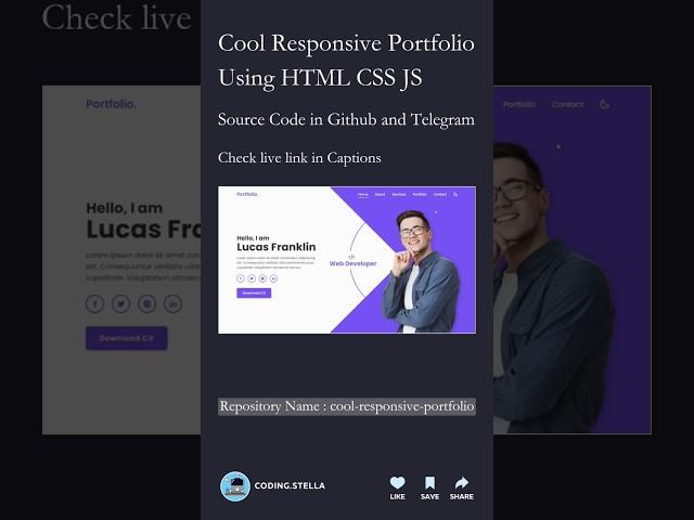 Cool Responsive Portfolio using HTML CSS JS  #html #portfolio #css