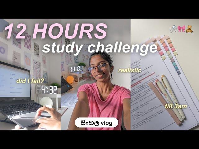 12 HOURS STUDY MARATHON  දවසකට පැය 12ක් පාඩම් කරමුද?   #studyvlog #sinhala #aesthetic #vlog