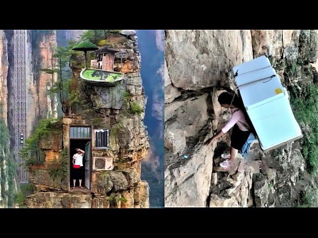 Amazing! People living on the cliff | The most dangerous cliff village life | China rural life