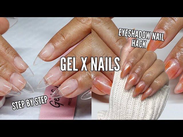 STEP BY STEP HOW TO DO GEL X NAILS AT HOME | In depth nail tutorial + easy airbrush nail art hack!