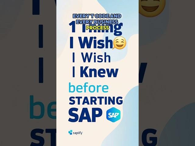 1 Thing I Wish I Knew Before Starting SAP  #shorts