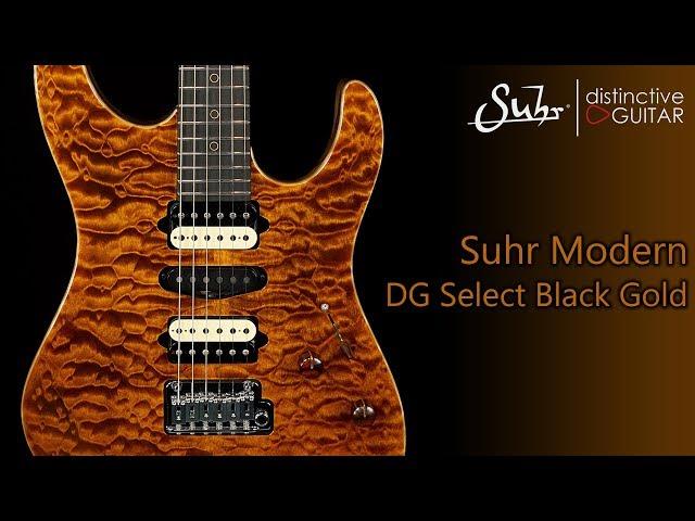 Suhr Modern Custom DG Select | Black Gold Quilt w/ Black Limba Body