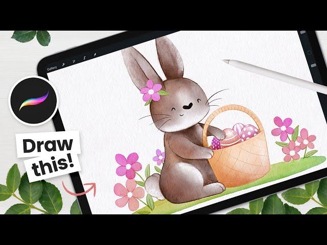 How To Draw A Watercolor Flower Bunny • Procreate Tutorial