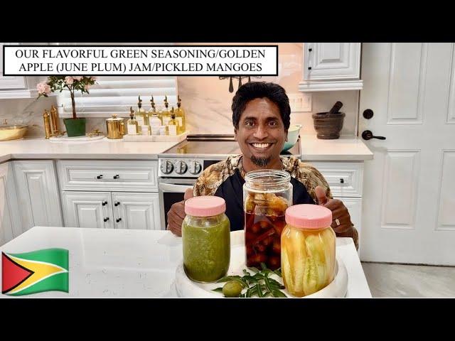 OUR FLAVORFUL GREEN SEASONING/GOLDEN APPLE (JUNE PLUM) JAM/PICKLED MANGOES