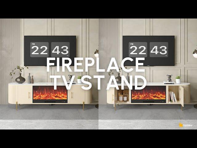 HOMARY l Cozy-Flame TV Stand: Warmth & Style Combined