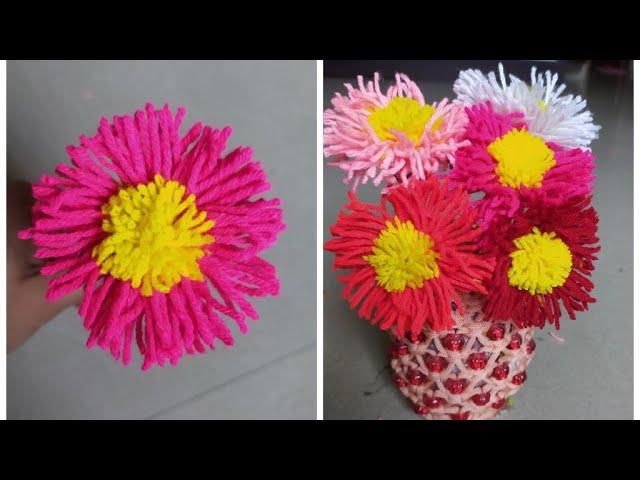 DIY Easy woolen Flower Making | Beautiful woolen Flower | Woolen Craft | Homemade Creations