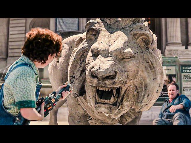 Ghostbuster VS Possessed stone Lion | Ghostbusters: Frozen Empire | CLIP