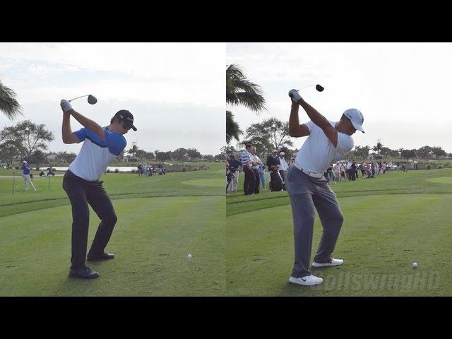 TIGER WOODS VS JUSTIN ROSE - SYNCED SIDE BY SIDE - 2013 GOLF SWING REG & SLOW MOTION - 1080p HD