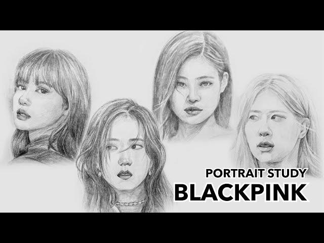 Drawing BLACKPINK ️ 블랙핑크 ️ Portrait study | kaorumap