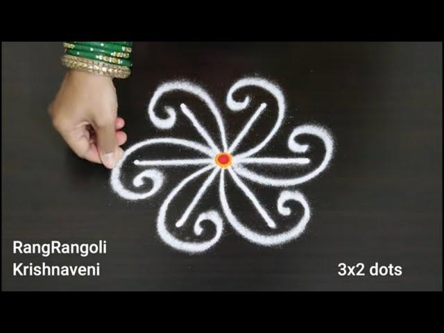 Easy Daily Kolam3x2 dots Small Rangoli DesignsSimple MugguluRangRangoli Krishnaveni