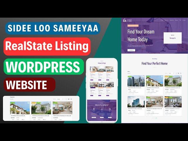 Sidee Loo Sameeya Realstate Website | For Sale Iyo For Rent | WordPress Elementor 2024