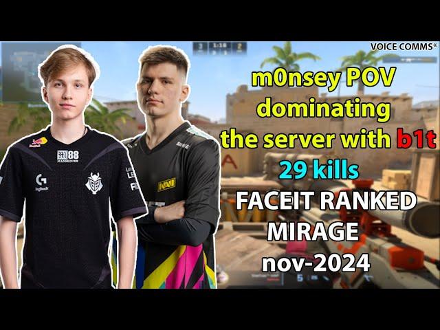 voice comms* |  m0nesy plays FACEIT with b1t | (29-19) | HIGHLIGHTS | MIRAGE | nov-2024 #cs2 #pov