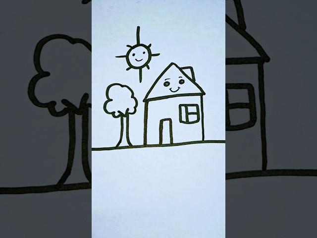 How to draw house  easy drawing #drawing #howtodraw #kidslearning