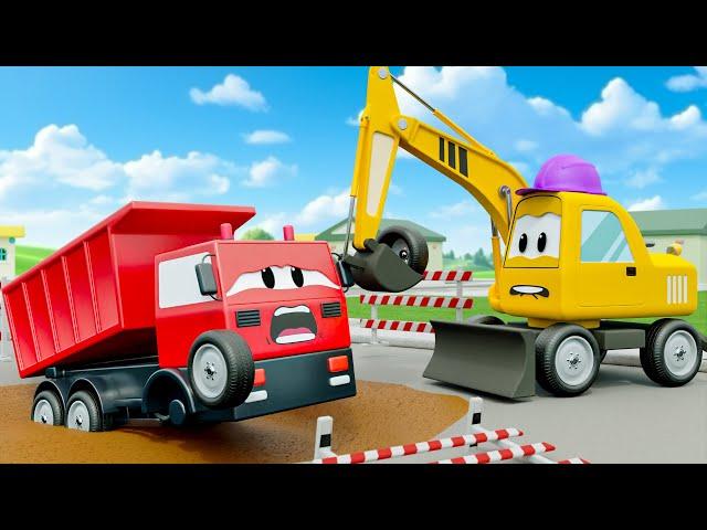 Crashed Dump Truck | Concrete Mixer Truck Rebuilds Damaged Road | Toy City Construction