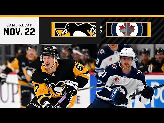 GAME RECAP: Penguins vs. Jets (11.22.24) | Bunting Finds the Back of the Net