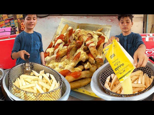 16 Years Old Kid Selling FRENCH FRIES  Afghani Hardworking Boy Making McDonald's Style Fries