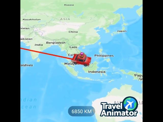 Saudi Arabia to Brunei in a straight line (credits to @alexendrianmapper)