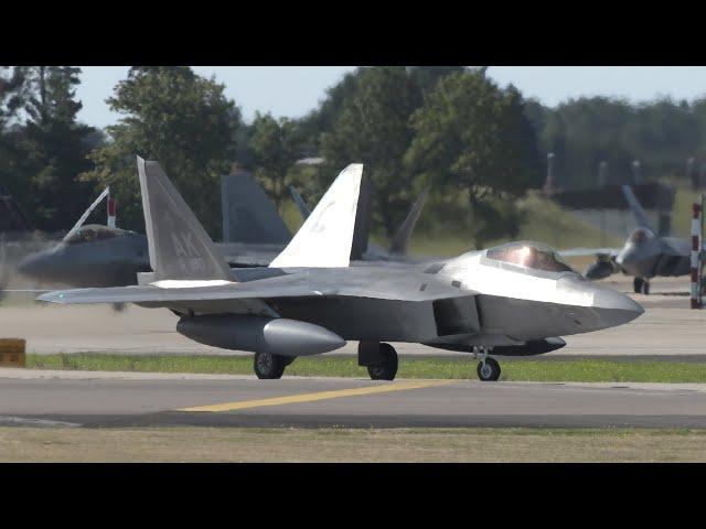 F22 Raptors launch for Middle East and other fighter jets get busy for the day  