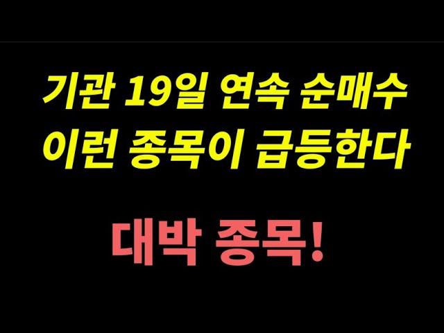 기관투자자 연속 19일 순매수 외국인도 순매수 급등 준비 끝낸 유망주 Top 5