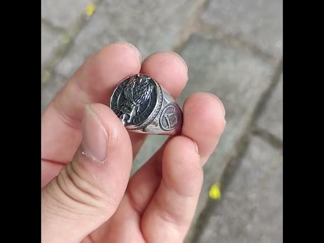 ZMY Home Stainless Steel Owl and Skull Emblem Signet Ring | Unique Masonic Symbol Jewelry