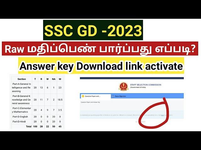 SSC GD 2023/Raw Marks/ How to download tentative answer key/ Cut off