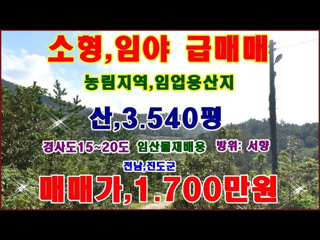 물번,224번) 소형임야.3.540평 낮은 경사도 15~20도 몽땅,1.700만원에 급 매매합니다 임산물채취,소일거리로 임산물재배 하기에 참으로 좋은 산 입니다서향을 바라보는 방향