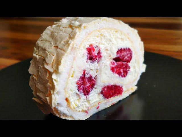 MERINGUE ROULADE WITH RASPBERRY