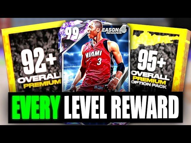 OPENING *EVERY* LEVEL REWARD IN SEASON 4 OF NBA 2K25 MYTEAM! FREE OPALS, PINK DIAMONDS, HOF BADGES!