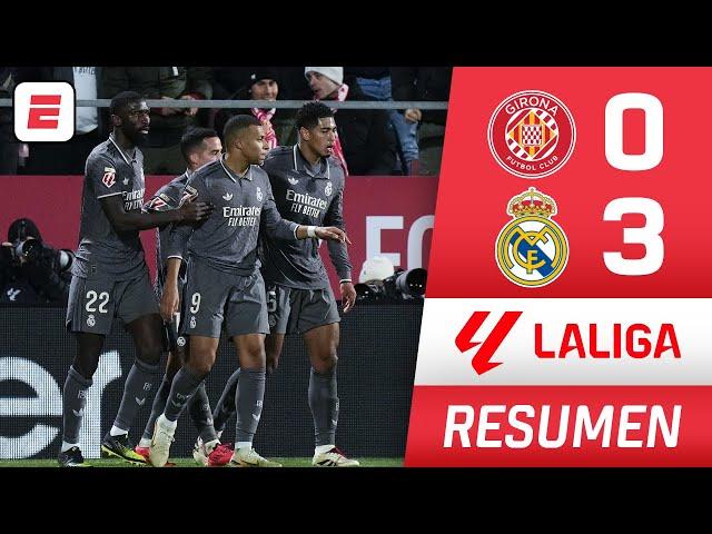 RESUMEN: El REAL MADRID goleó 3-0 al GIRONA. Anotaron BELLINGHAM, GULER y KYLIAN MBAPPÉ | La Liga