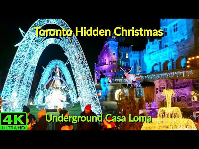 【4K】CASA LOMA WINTER WONDERLAND | CHRISTMAS AT THE CASTLE | HOLIDAY LIGHTS TORONTO (DEC FULL TOUR)