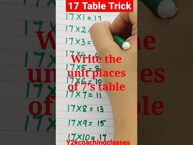 Table of 17| 17 Table Trick #shorts #maths #tables