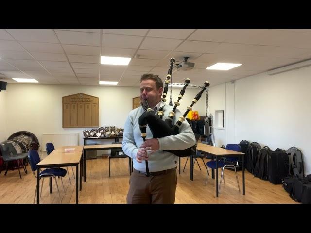 Callum Beaumont playing the Legacy Heritage Bagpipes