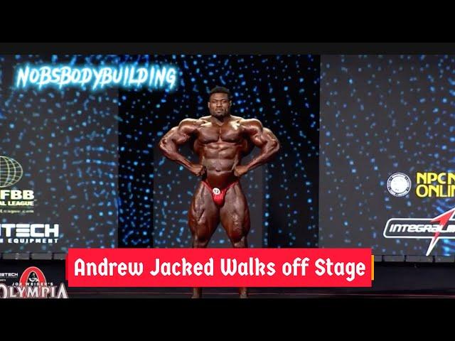 Andrew Jacked Walks Off Stage annoyed 2024 Mr Olympia