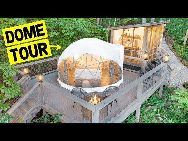 LUXURY GLAMPING DOME! Tiny 100sqft Geodesic Dome Airbnb! (Full Tour)