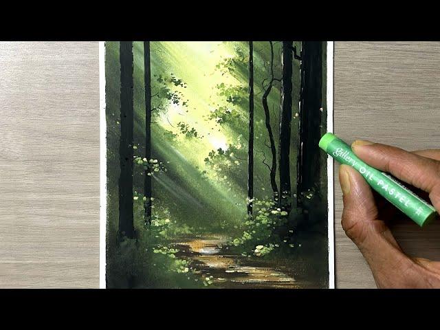 How to draw oil pastel scenery | easy drawing idea