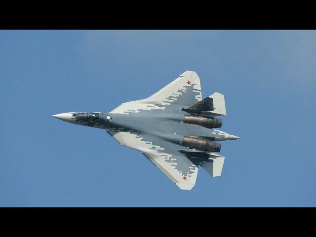 Sukhoi Su-57 "Felon" performs at the Maks 2021 airshow.